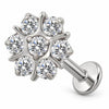 Titanium Labret Seven Zirconia Flower Cluster Internally Threaded
