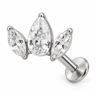 Titanium Labret Teardrop And Marquise Crown Internally Threaded