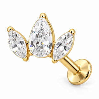 Titanium Labret Teardrop And Marquise Crown Internally Threaded