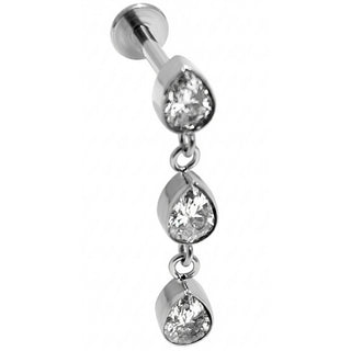 Titanium Labret Cascading Teardrop Crystals