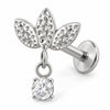 Titanium Labret Lotus Leaves Dangling Zirconia Internally Threaded