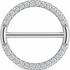 Titanium Nipple Piercing Paved Crystal Circle Clicker