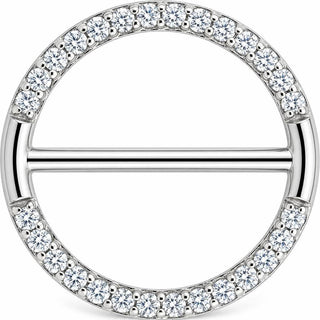 Titanium Nipple Piercing Paved Crystal Circle Clicker