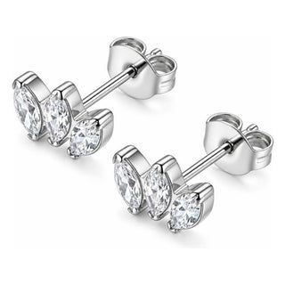 Titanium Earring Three Marquise Stone Cluster