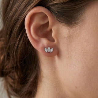 Titanium Earring Three Marquise Stone Cluster