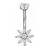 Titanium Belly Button Piercing Zirconia Flower Blossom