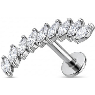 Titanium Labret Curved Marquise Crystal Vine