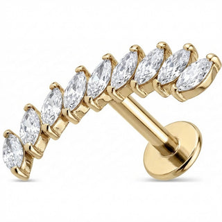 Titanium Labret Curved Marquise Crystal Vine