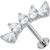 Titane Labret Arc Courbé Cinq Cristaux Poire Filetage Interne
