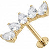 Titane Labret Arc Courbé Cinq Cristaux Poire Filetage Interne