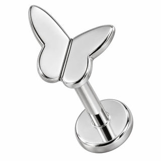 Titanium Labret Little Butterfly Silhouette Top Internally Threaded