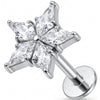 Titanium Labret Five Point Crystal Star