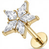 Titanium Labret Five Point Crystal Star