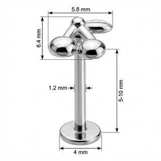 Titanium Labret Double Cherries With Leaf