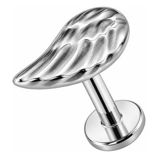 Titanium Labret Detailed Angel Wing Top Internally Threaded