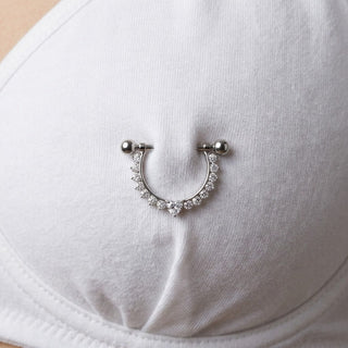 Titanium Nipple Piercing Crystal Arch Heart Center