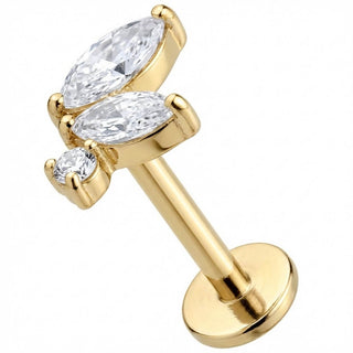 Titanium Labret Marquise Crystal Leaf Cluster