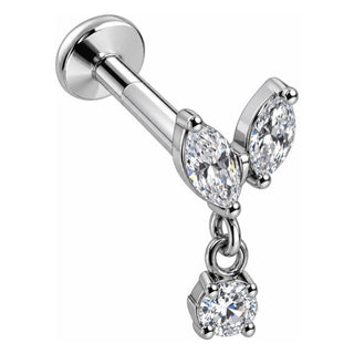 Titanium Labret Double Marquise Leaves With Dangle Internally Threaded