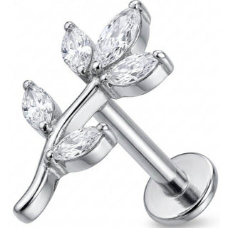 Titanium Labret Curved Marquise Leaf Branch
