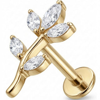 Titanium Labret Curved Marquise Leaf Branch