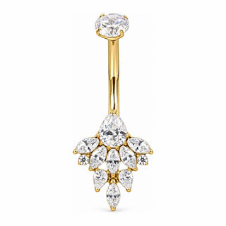 Titanium Belly Button Piercing Teardrop Zirconia Chandelier