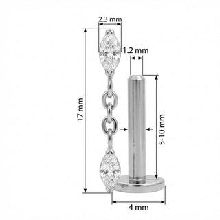 Titanium Labret Double Marquise Chain Drop