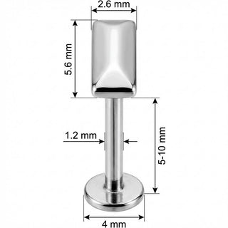Titanium Labret Beveled Rectangular Bar Top