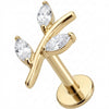 Titanium Labret Marquise Crystal Leafy Branch