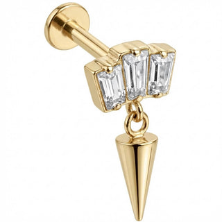 Titanium Labret Triple Baguette Crystal Spike Dangle
