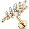 Titanium Labret Curved Crystal Fern Leaf Branch