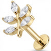 Titanium Labret Crystal Marquise Leaf Branch