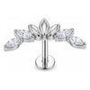 Titanium Labret Marquise Stone Floral Arc Internally Threaded