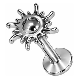 Titanium Labret Sun With Wavy Rays Internally Threaded