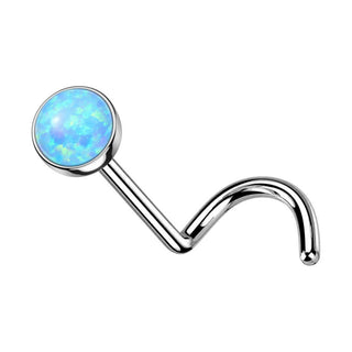 Titanium Nose Screw Round Iridescent Stone Push-In