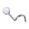 Titanium Nose Screw Round Iridescent Stone Push-In