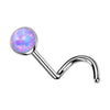 Titanium Nose Screw Round Iridescent Stone Push-In