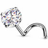 Titanium Nose Screw Prong Set Round Stone Push-In
