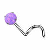 Titanium Nose Screw Prong Set Opal Push-In