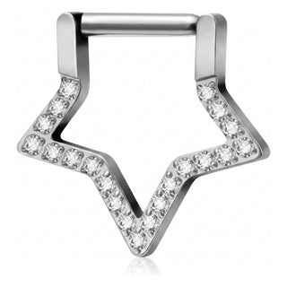 Titanium Ring Star Zirconia Clicker
