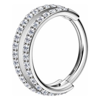 Titanium Ring Double Row Zirconia Clicker