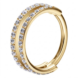 Titanium Ring Double Row Zirconia Clicker