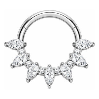 Titanium Ring Marquise Zirconias Clicker