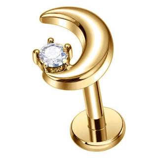 Titanium Labret Moon Zirconia Internally Threaded