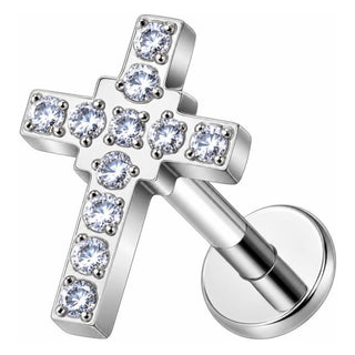 Titanium Labret Cross Zirconia Internally Threaded