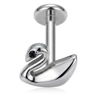 Titanium Labret Swan Zirconia Internally Threaded