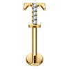 Titanium Labret Initial Letter With Stones Internally Threaded