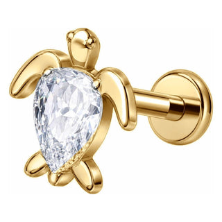 Titanium Labret Turtle Zirconia Internally Threaded