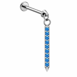 Titanium Labret Dangle Bar Zirconia Internally Threaded