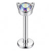 Titanium Labret Cat Zirconia Internally Threaded