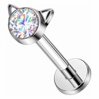 Titanium Labret Cat Zirconia Internally Threaded